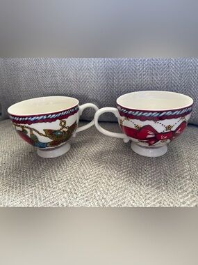 Brighton White Ceramic Mugs with Multicolored Jeweled Chain/ LoveMotif